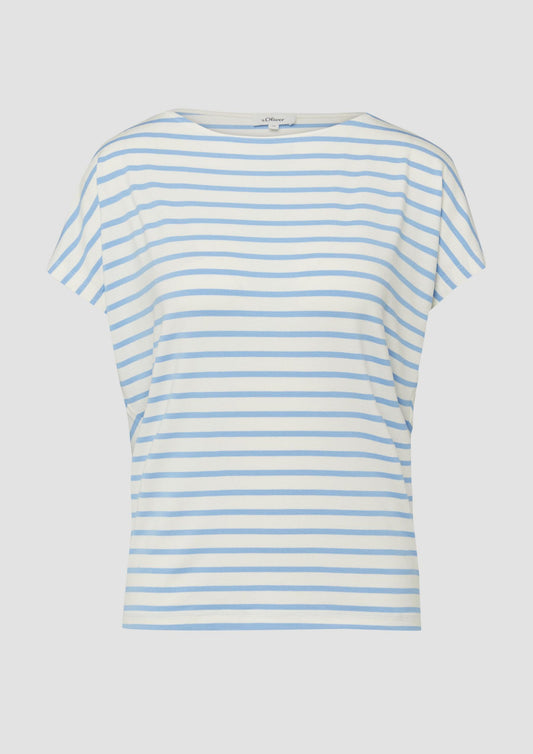 s.Oliver - Fließendes Jersey-Shirt mit überschnittenen Schultern - Farbe: Arktisblau