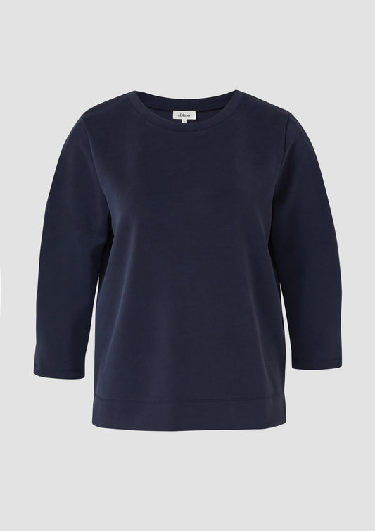 s.Oliver - Sweatshirt aus Scuba mit 3/4-Arm - Farbe: Navy