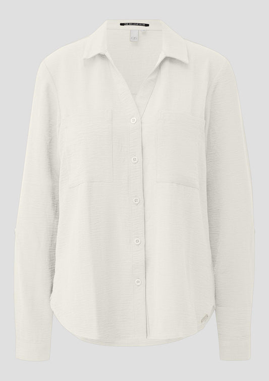 QS - Bluse mit Turn-up - Farbe: Creme