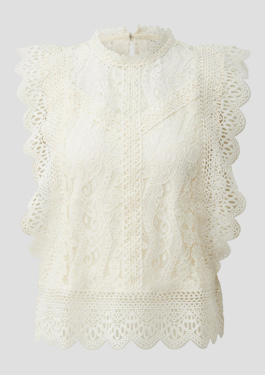 QS - Blusentop aus Spitze - Farbe: Creme