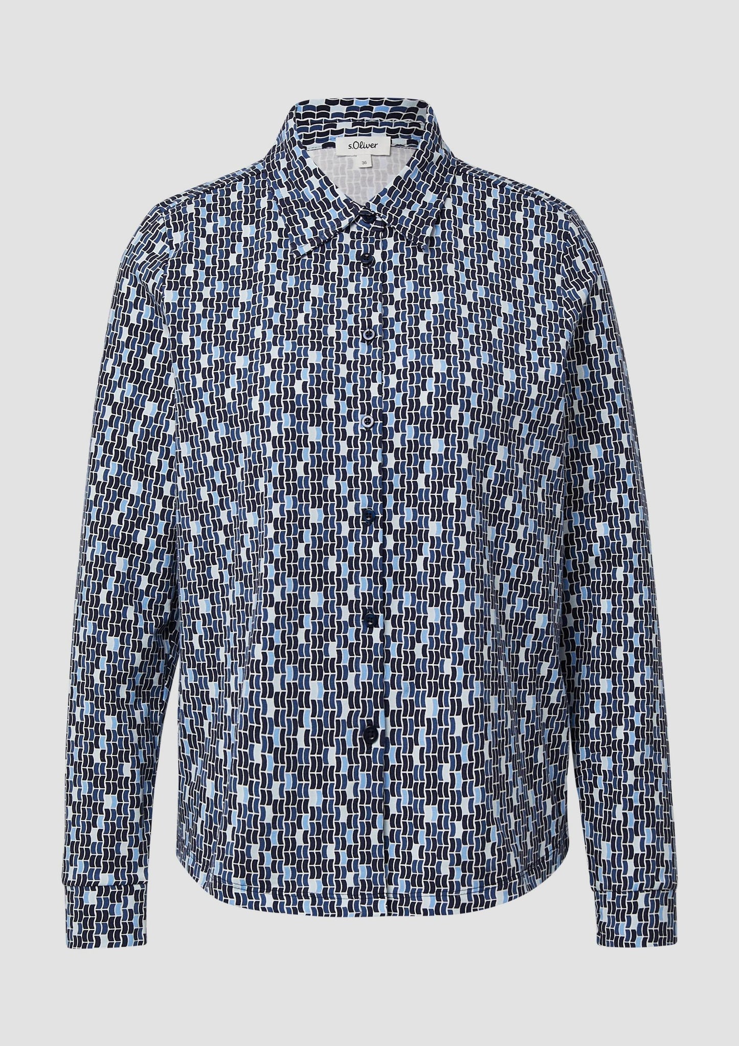 s.Oliver - Elastische Jerseybluse mit All-over-Print - Farbe: Royalblau