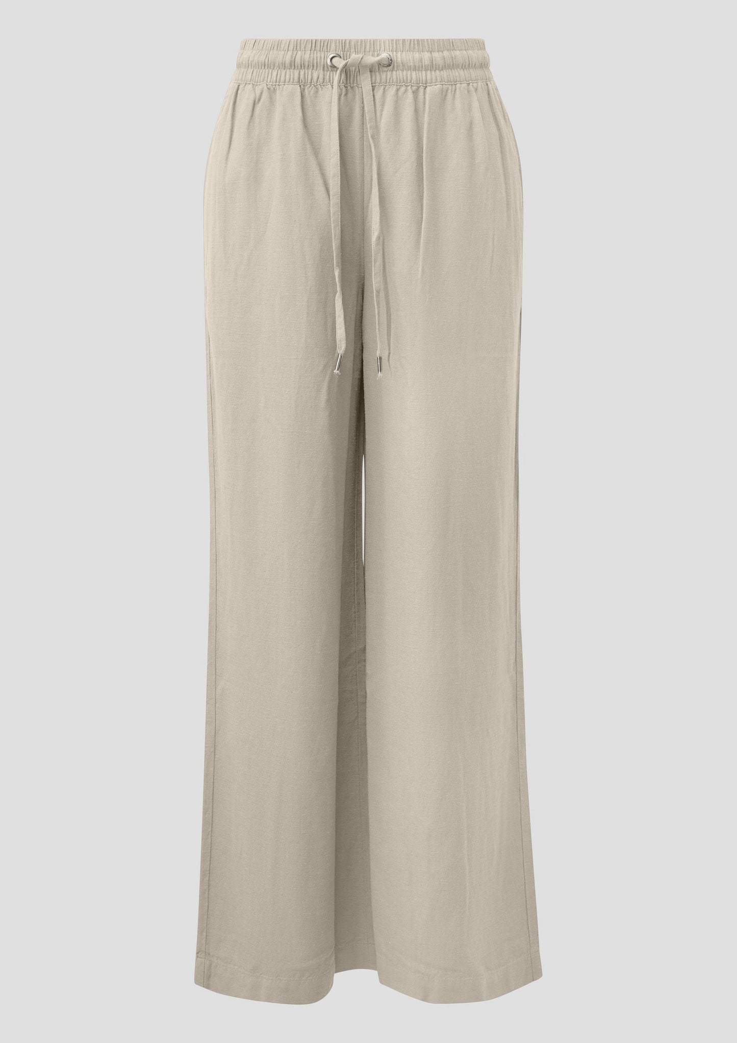 QS - Leinenmix Hose mit Gummizug und weitem Bein - Farbe: Beige