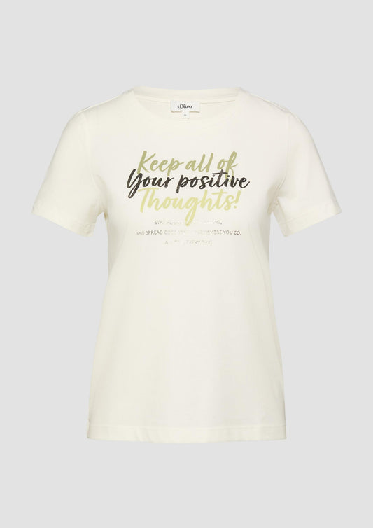 s.Oliver - T-Shirt aus weichem Baumwollmix mit Artwork - Farbe: Creme