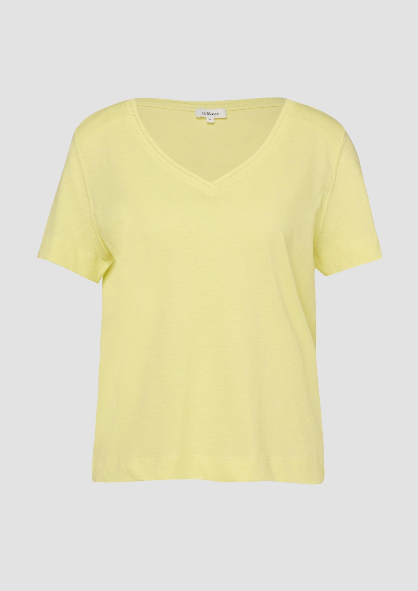 s.Oliver - Flammgarn-T-Shirt mit Ausschnitt-Detail - Farbe: Gelb