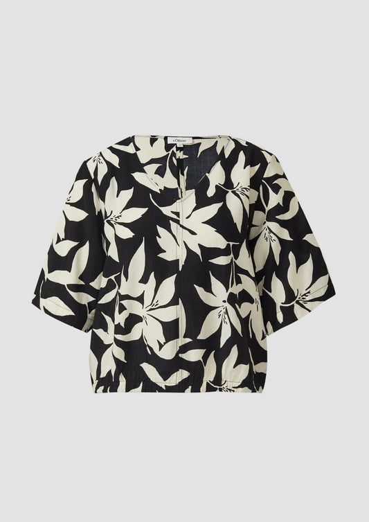 s.Oliver - Strukturierte Bluse im O-Shape - Farbe: Schwarz