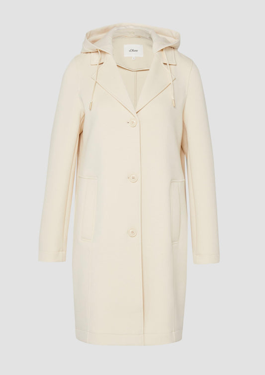 s.Oliver - Scuba-Mantel mit abnehmbarer Kapuze - Farbe: Helles Beige