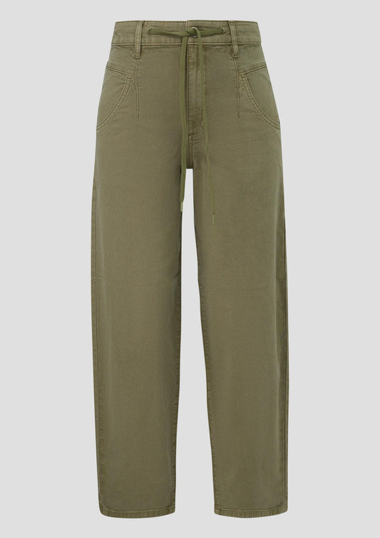 s.Oliver - Ankle-Hose mit Garment Dye und Durchzugkordel - Farbe: Olivgruen