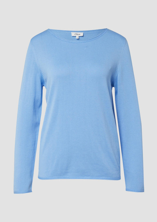 s.Oliver - Feinstrickpullover mit Rollkanten - Farbe: Hellblau
