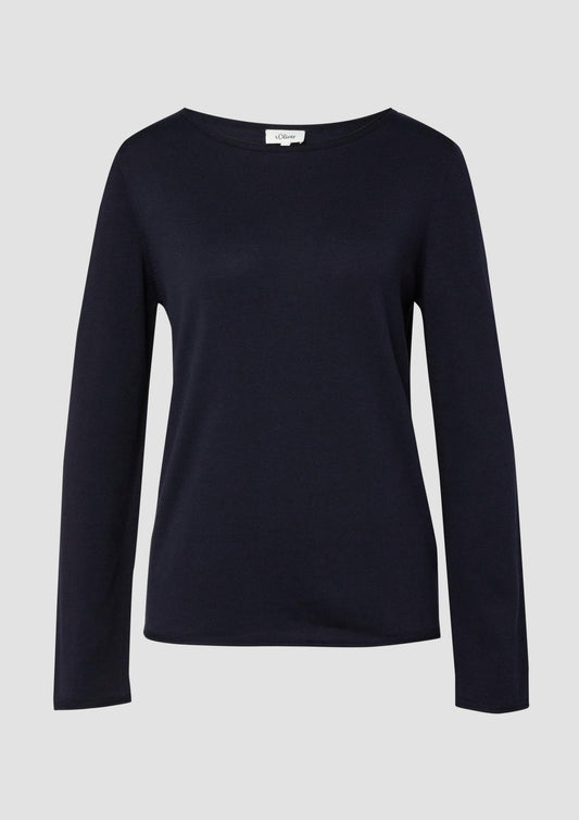 s.Oliver - Feinstrickpullover mit Rollkanten - Farbe: Navy