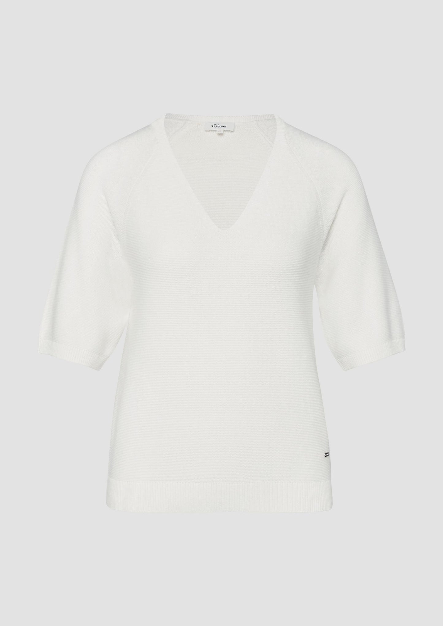 s.Oliver - Kurzarm-Strickpullover aus Baumwollmix - Farbe: Creme