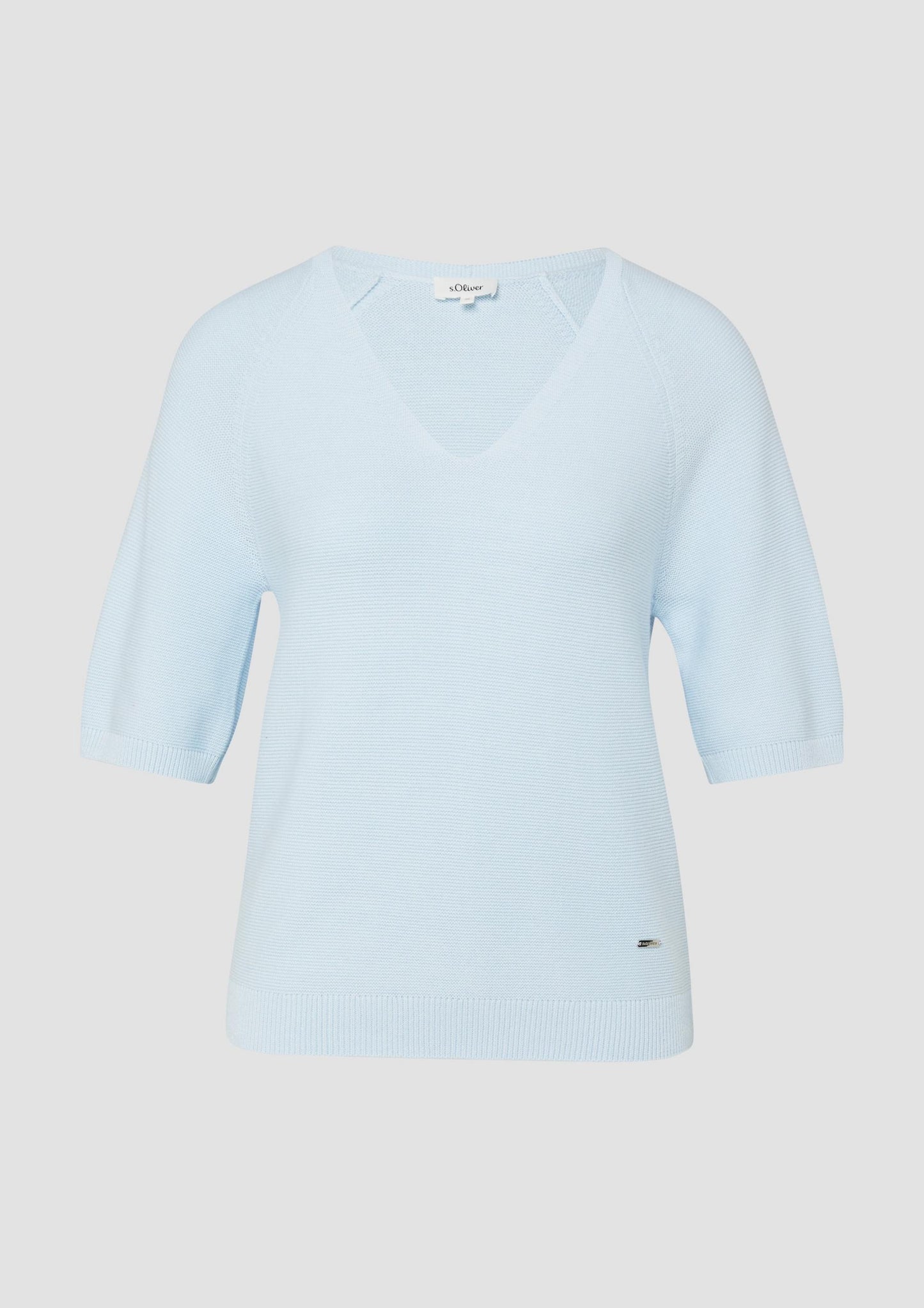 s.Oliver - Kurzarm-Strickpullover aus Baumwollmix - Farbe: Hellblau