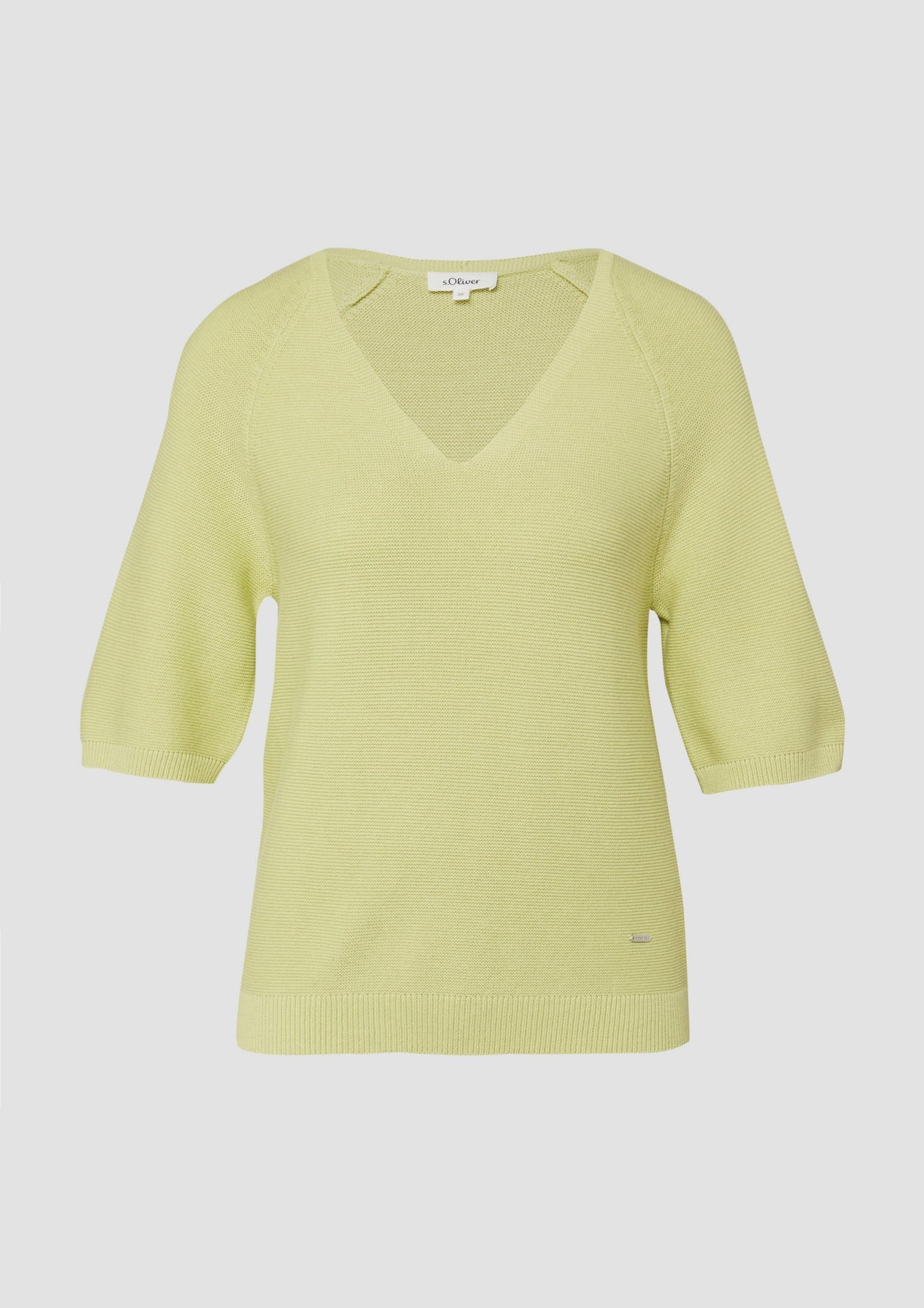 s.Oliver - Kurzarm-Strickpullover aus Baumwollmix - Farbe: Salbeigruen