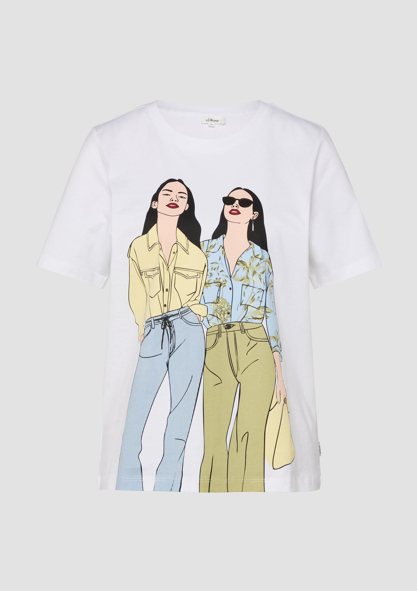 s.Oliver - Baumwoll-T-Shirt mit Frontprint - Farbe: Weiss