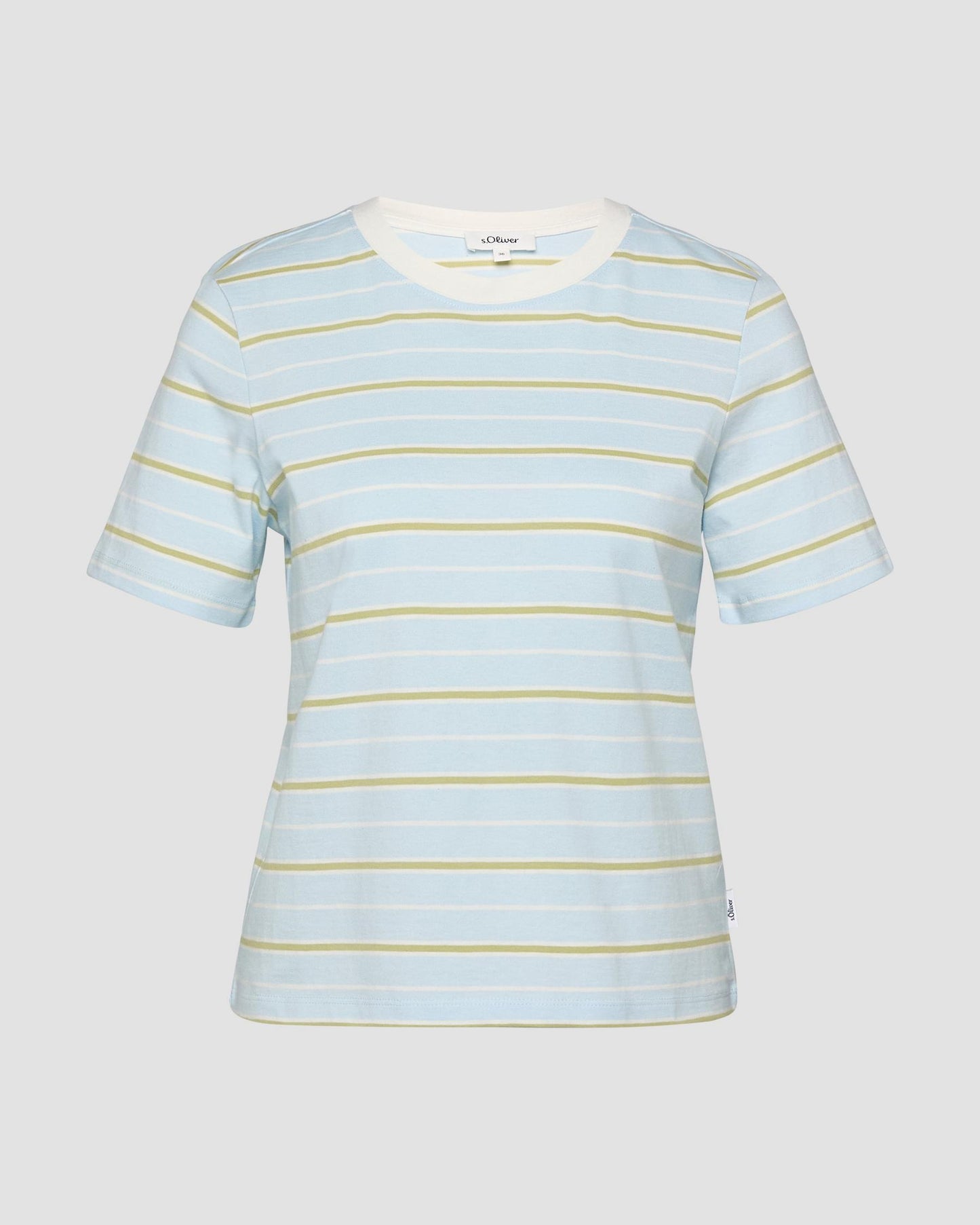s.Oliver - Verkürztes Jersey-T-Shirt mit Streifen - Farbe: Arktisblau