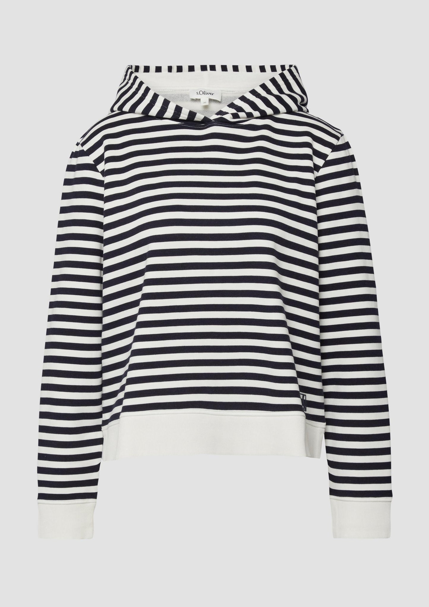 s.Oliver - Gestreiftes Sweatshirt aus Baumwollmix mit Kapuze - Farbe: Navy