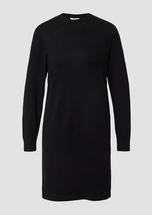 s.Oliver - Feinstrickkleid mit Ripp-Detail am Arm - Farbe: Schwarz