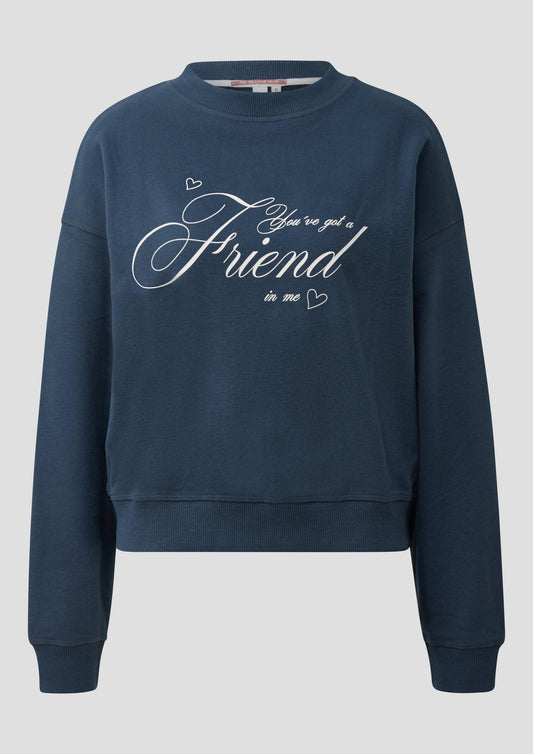 QS - Sweatshirt mit Print - Farbe: Tiefblau