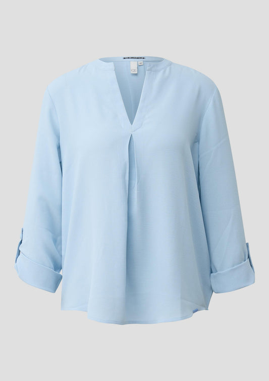 QS - Bluse mit Turn-up - Farbe: Hellblau