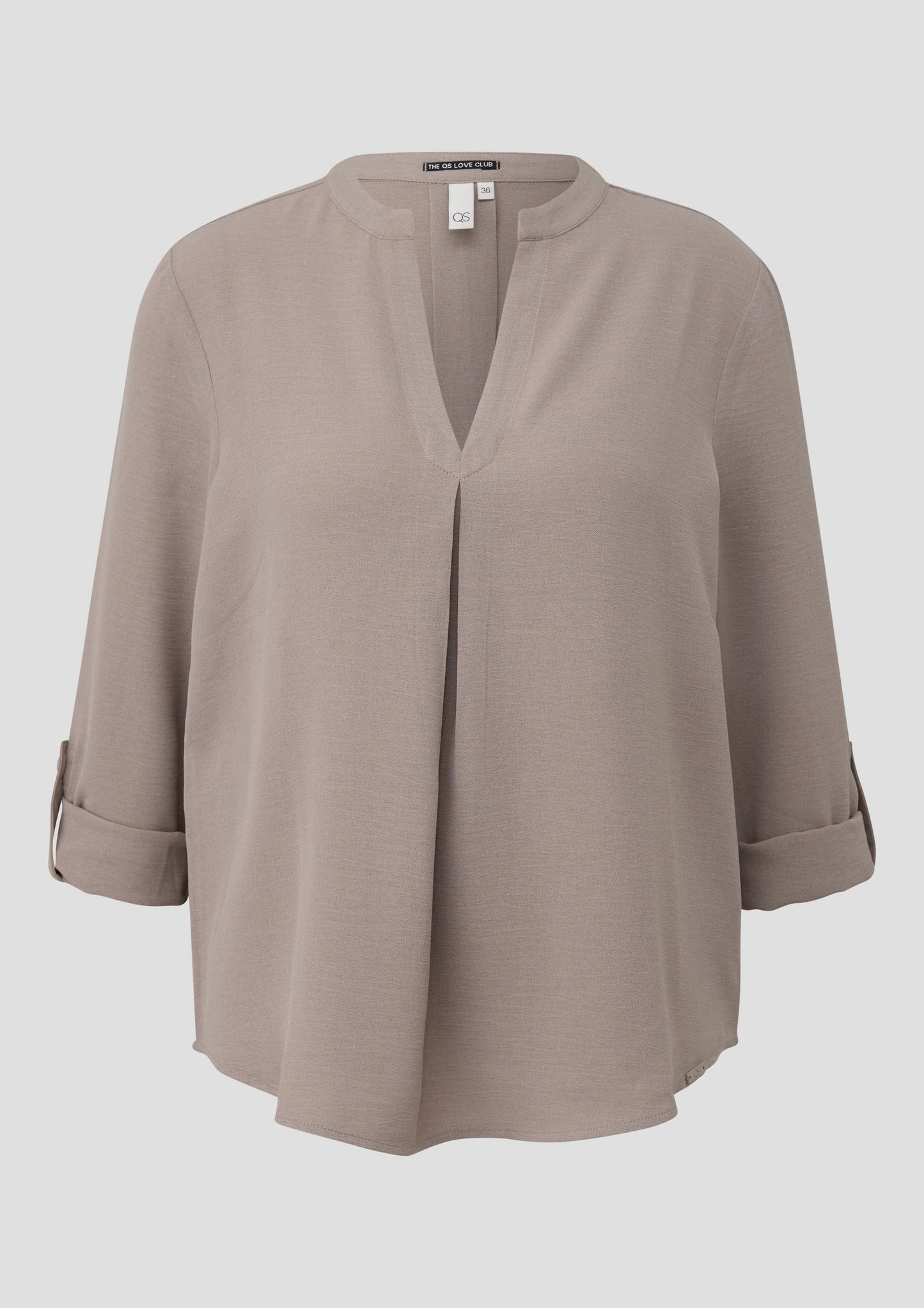 QS - Bluse mit Turn-up - Farbe: Hellbraun