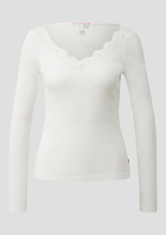 QS - Rippshirt - Farbe: Creme