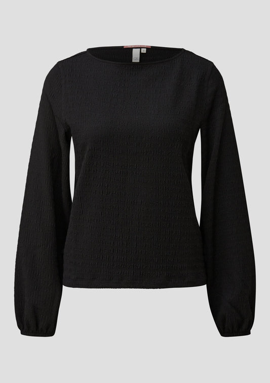 QS - Shirt aus strukturierter Ware - Farbe: Schwarz