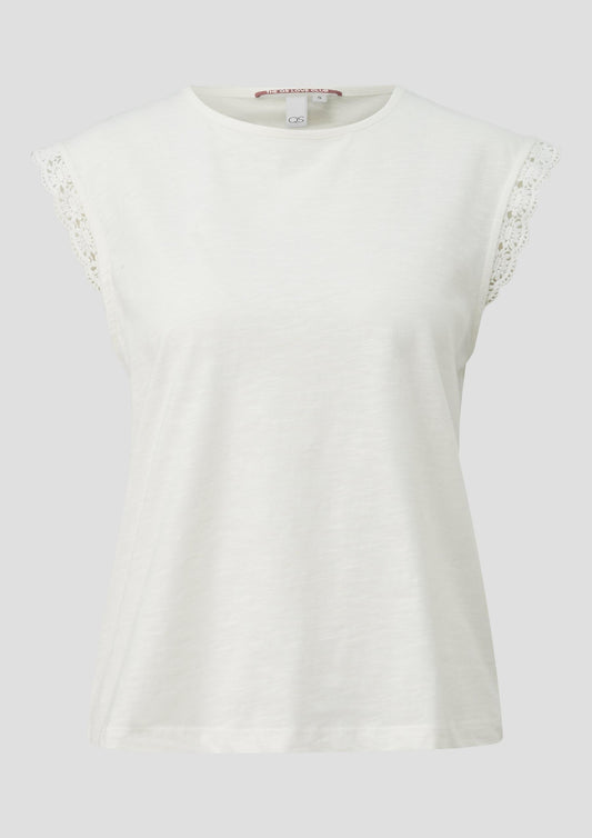 QS - Top mit Spitze - Farbe: Creme