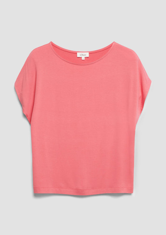 s.Oliver - Fließendes Jersey-Shirt mit überschnittenen Schultern - Farbe: Koralle