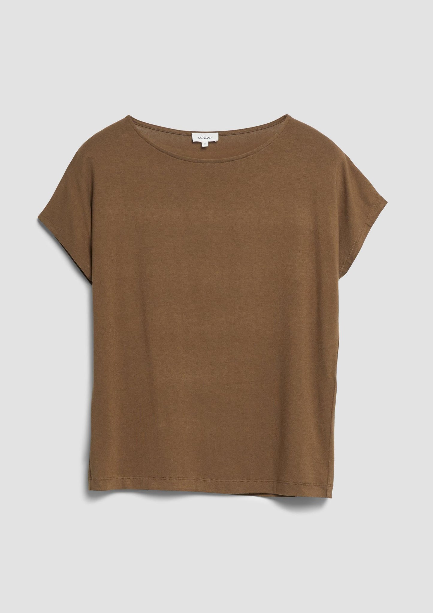 s.Oliver - Fließendes Jersey-Shirt mit überschnittenen Schultern - Farbe: Braun
