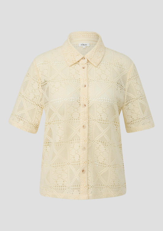s.Oliver - Luftiges Poloshirt aus Crochet - Farbe: Helles Beige