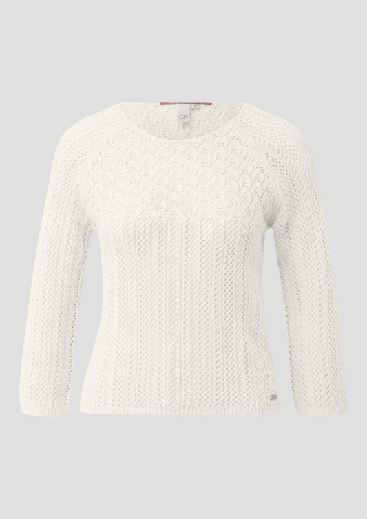 QS - Ajourpullover - Farbe: Creme