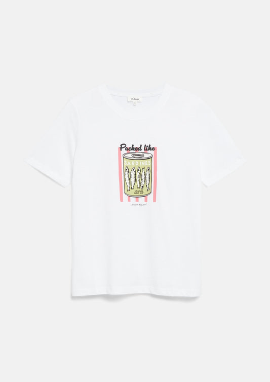 s.Oliver - Baumwollshirt mit Front Print - Farbe: Weiss