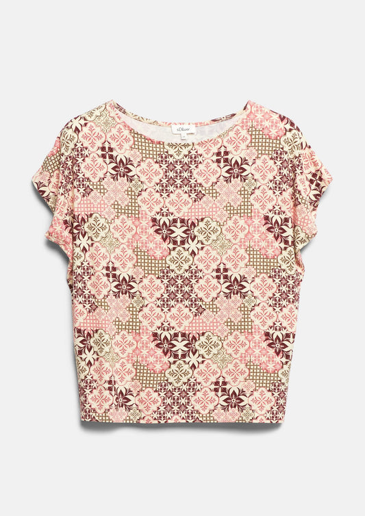 s.Oliver - Fließendes Jersey-Shirt mit überschnittenen Schultern - Farbe: Bordeaux