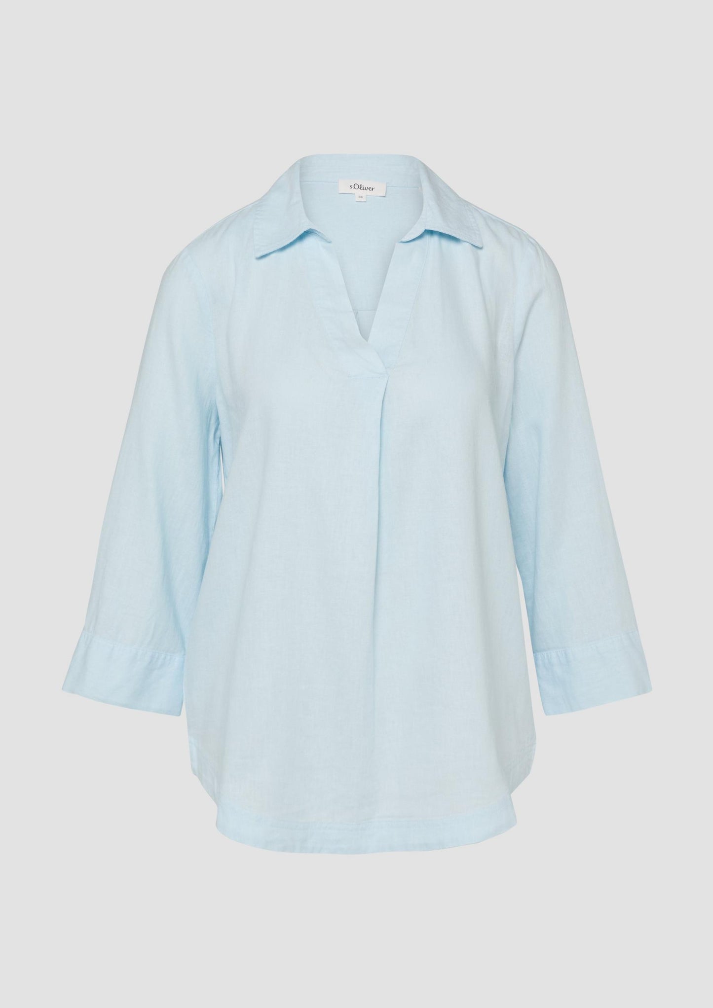 s.Oliver - Leinenmix-Bluse mit 3/4-Ärmeln und Turn-up - Farbe: Hellblau