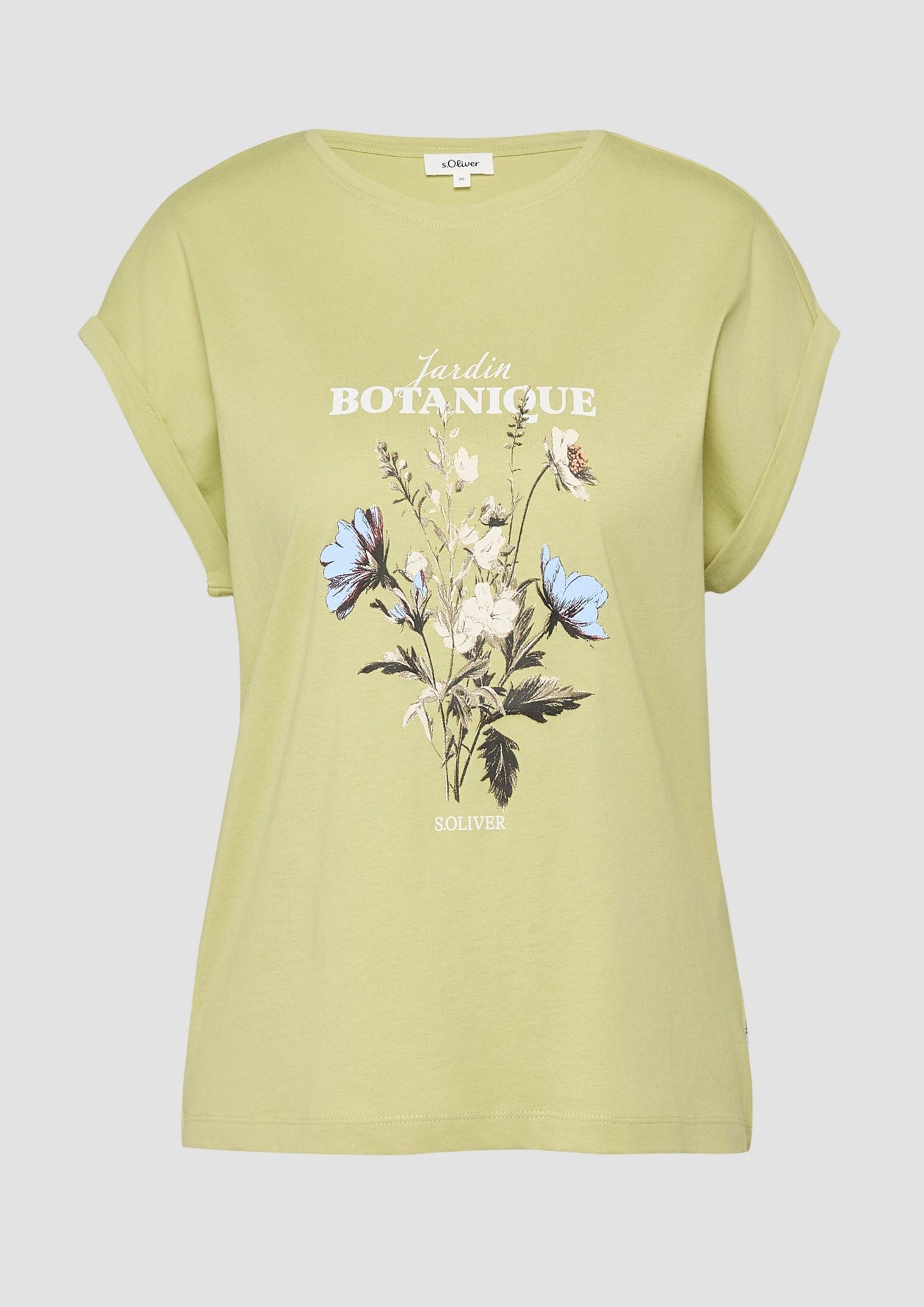 s.Oliver - T-Shirt mit Frontprint im Relaxed Fit - Farbe: Salbeigruen