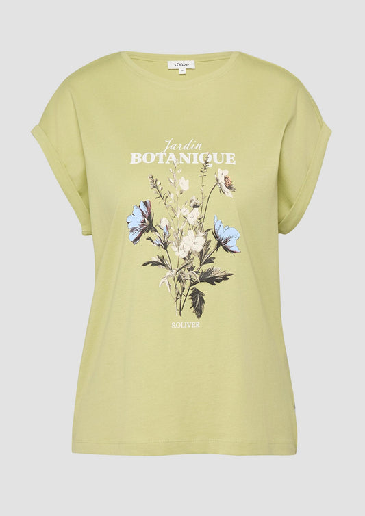 s.Oliver - T-Shirt mit Frontprint im Relaxed Fit - Farbe: Salbeigruen