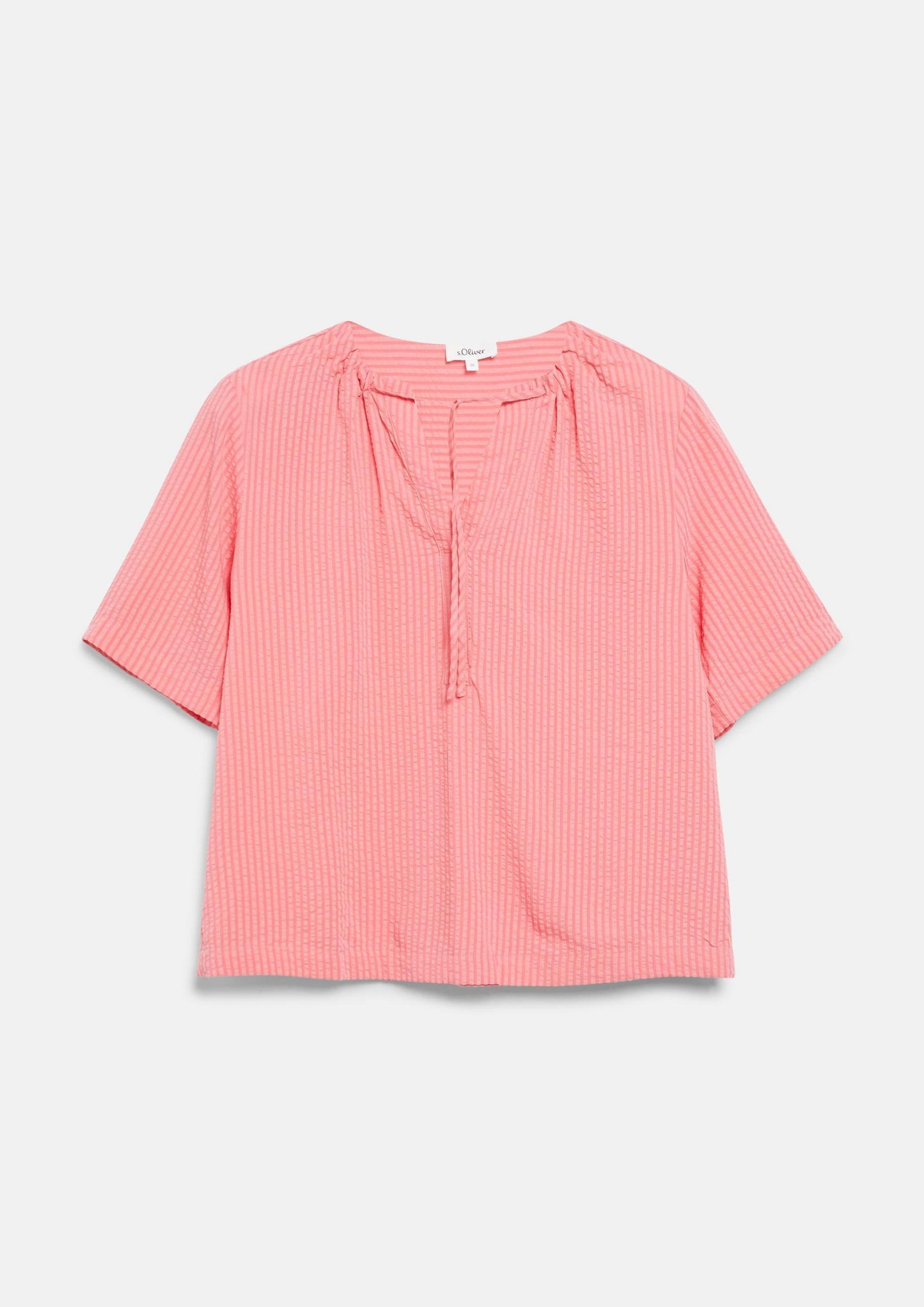 s.Oliver - Strukturierte Viskosemix-Bluse mit Raffung - Farbe: Koralle