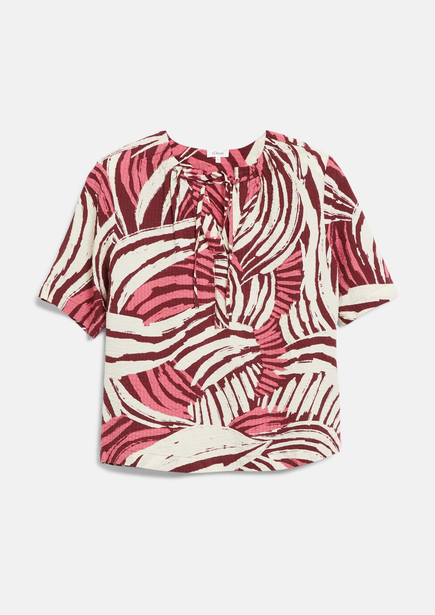 s.Oliver - Strukturierte Viskosemix-Bluse mit Raffung - Farbe: Koralle