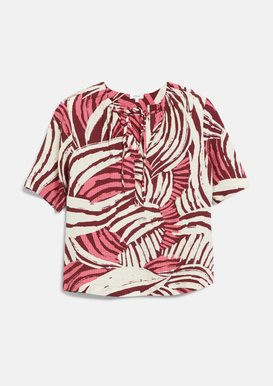 s.Oliver - Strukturierte Viskosemix-Bluse mit Raffung - Farbe: Koralle