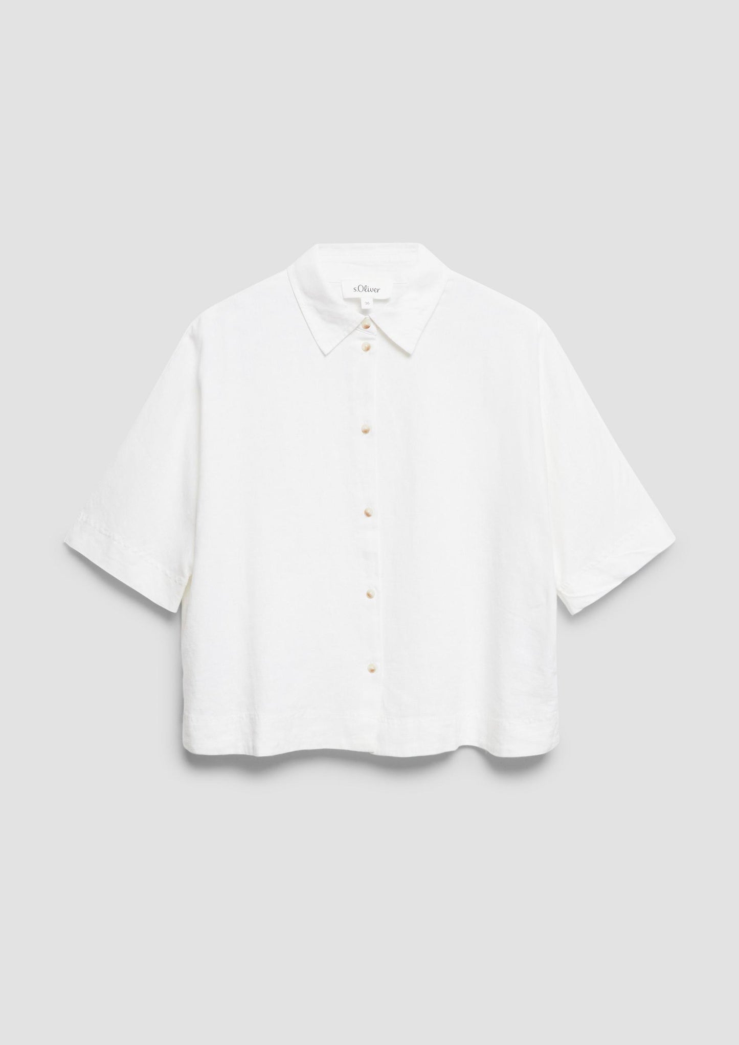 s.Oliver - Kurzarm-Bluse aus Leinenmix - Farbe: Weiss