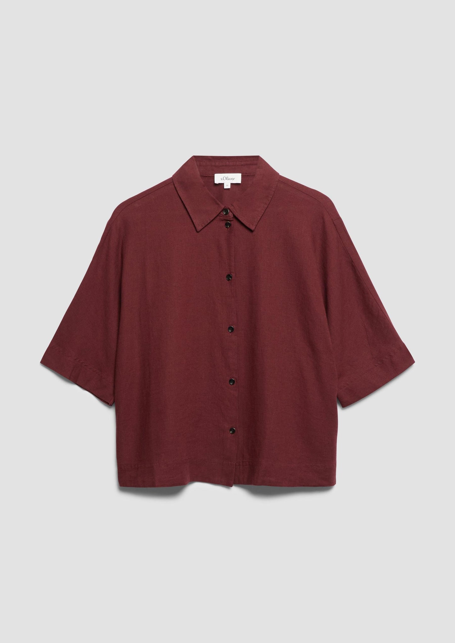 s.Oliver - Kurzarm-Bluse aus Leinenmix - Farbe: Bordeaux