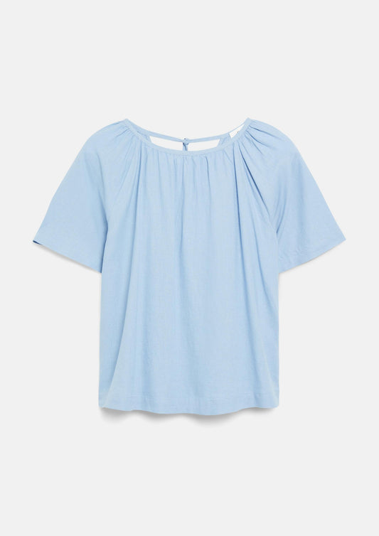 s.Oliver - Leinenmixbluse mit Schleifendetail am Rücken - Farbe: Hellblau