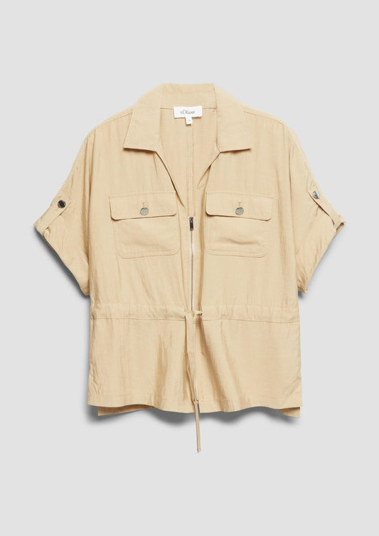 s.Oliver - Leichte Kurzarm-Jacke mit Bindedetail - Farbe: Beige