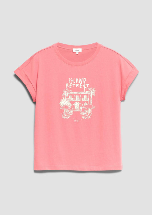 s.Oliver - T-Shirt mit Frontprint - Farbe: Koralle