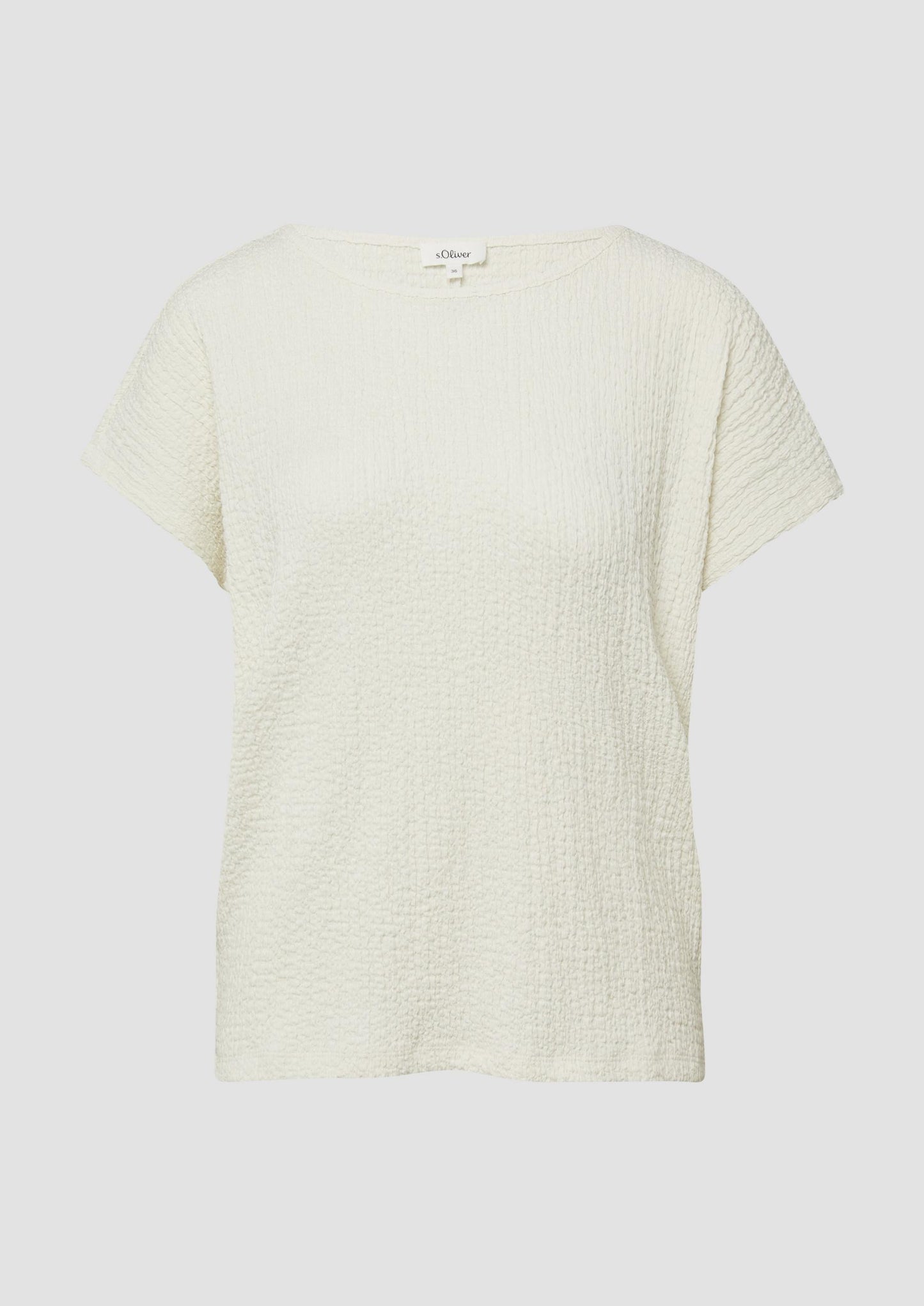 s.Oliver - T-Shirt aus Strukturjersey mit überschnittenen Schultern - Farbe: Creme