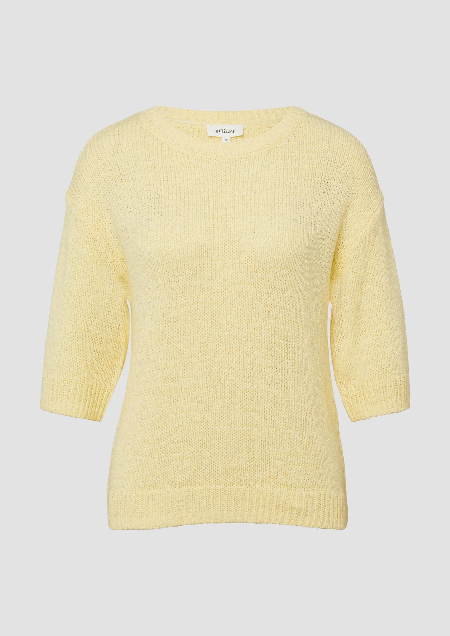 s.Oliver - Strickpullover aus Bändchengarn mit Dreiviertelärmeln - Farbe: Hellgelb