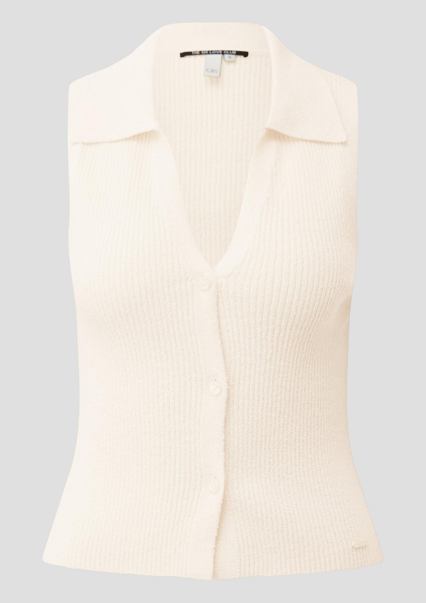 QS - Stricktop mit Polokragen - Farbe: Creme
