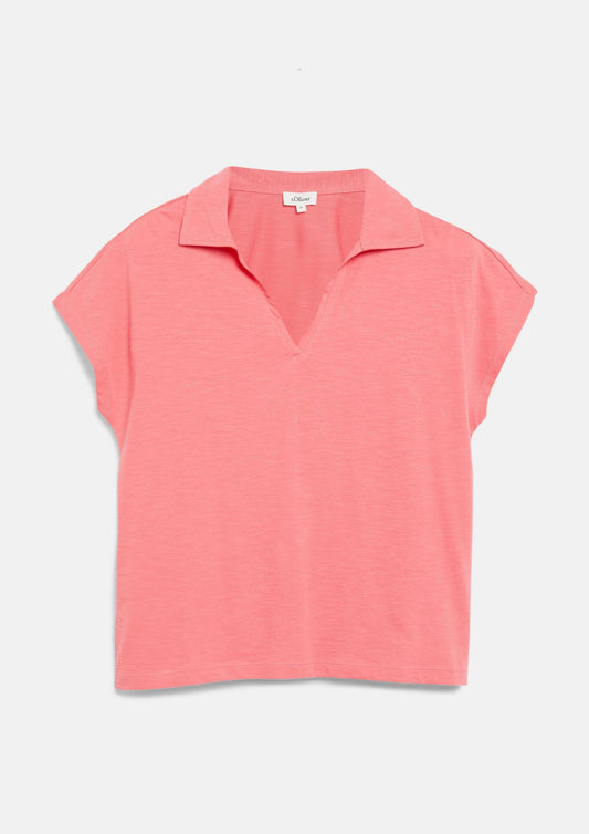 s.Oliver - T-Shirt mit Polokragen und überschnittenen Schultern - Farbe: Rosa