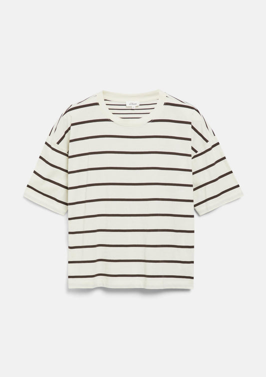 s.Oliver - Streifenmix-T-Shirt im Relaxed Fit - Farbe: Dunkelbraun