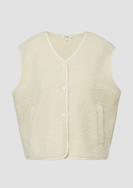 s.Oliver - Teddyweste mit Eingrifftaschen - Farbe: Helles Beige