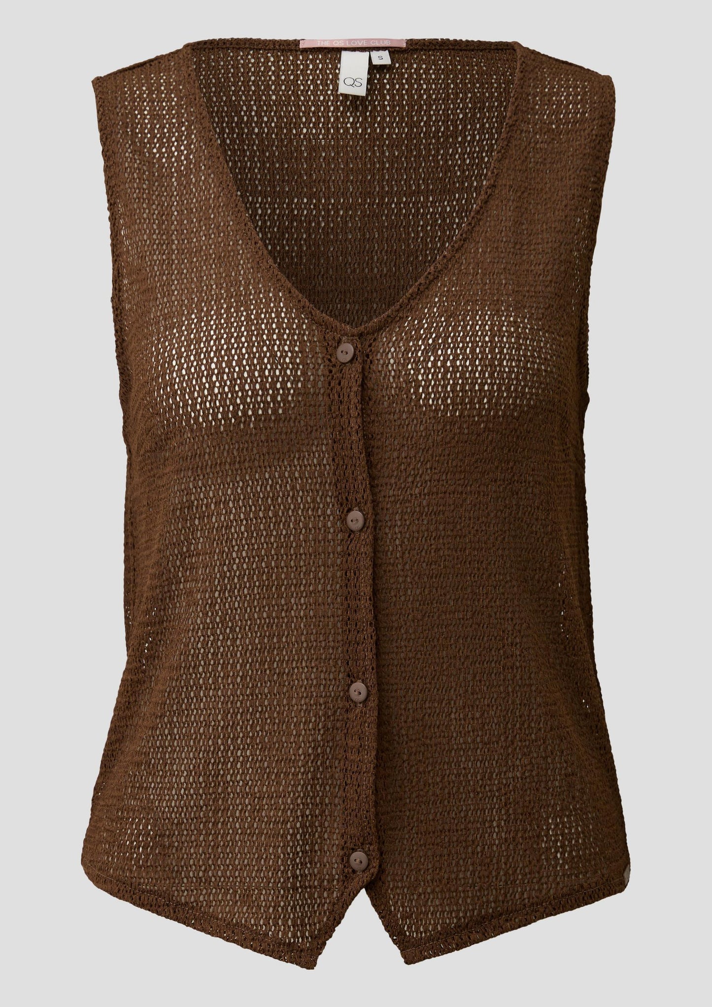 QS - Leicht transparente Shirt-Weste - Farbe: Dunkelbraun